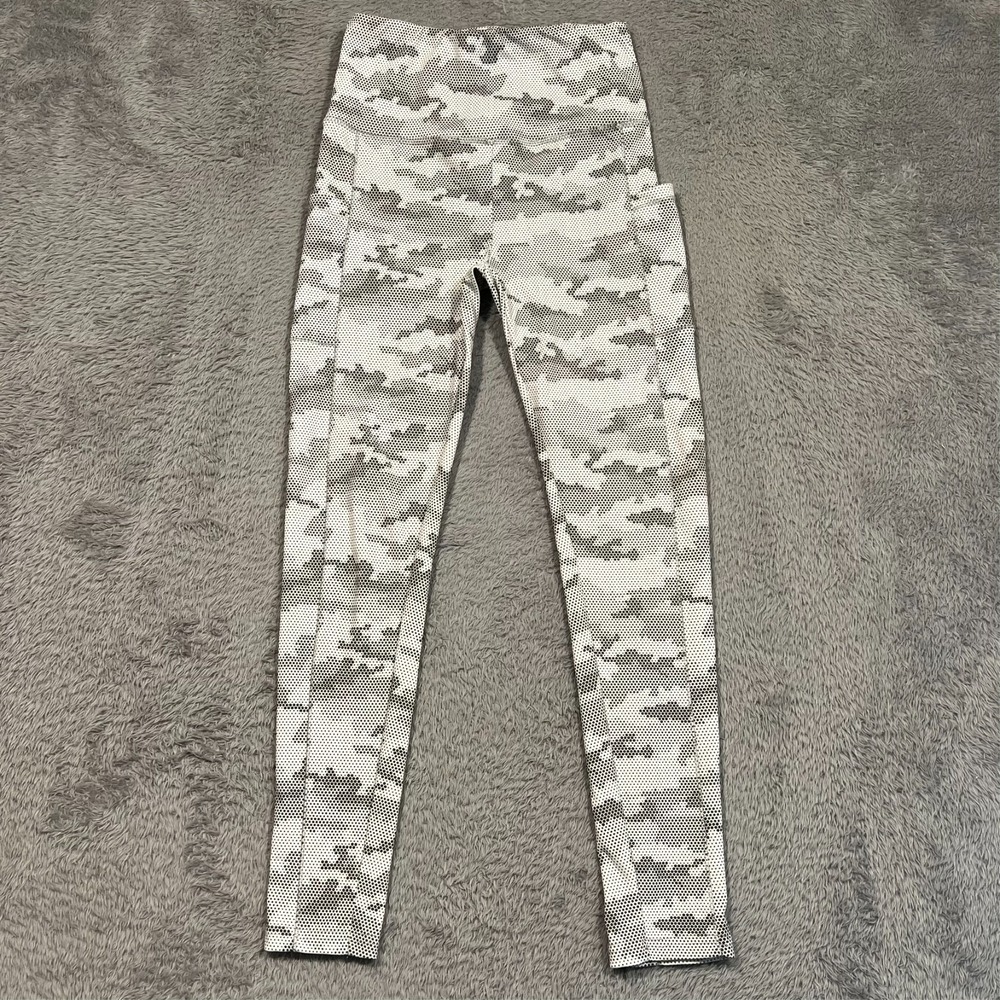 Shosho Camo Leggings White Gray‎ Pockets Active Gym Active Training Women's M